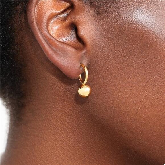 18K Gold-Plated Ball Hoop Earrings - Picture 1 of 4